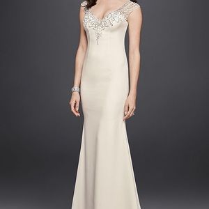 Beaded Stretch Crepe Wedding Dress